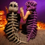 3D Plush Dino-saur Skeletons Costume Set Cozy Dinosaur Skeleton Plush Costume Realistic with Hood for Dress-Up Parties & Photos