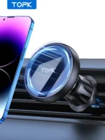 TOPK for Magsafe Car Phone Holder,Powerful Magnetism Premium Quality Single-Hand Operation Metal Hook Magnetic Car Phone Mount - Image 7