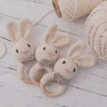 Baby Crochet Rattle Wooden Teether Toy BPA Free Wood Rodent Rabbit Rattle Baby Mobile Play Gym Newborn Educational Music Toys - Image 4