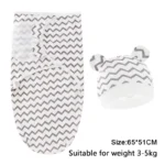 Baby Blanket Hat Set Cartoon Printed Cotton Newborn Swaddle Adjustable Infant Sleeping Swaddle Wraps All Seasons 0-6 Months - Image 13