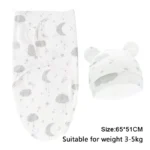 Baby Blanket Hat Set Cartoon Printed Cotton Newborn Swaddle Adjustable Infant Sleeping Swaddle Wraps All Seasons 0-6 Months - Image 30