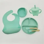 Children's Dishes Set Baby Silicone 6/8-piece Tableware Set Suction Cups Forks Spoons Bibs Straws Cups Mother and Baby Supplies - Image 12