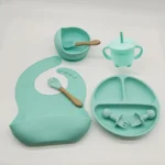 Children's Dishes Set Baby Silicone 6/8-piece Tableware Set Suction Cups Forks Spoons Bibs Straws Cups Mother and Baby Supplies - Image 15