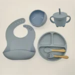 Children's Dishes Set Baby Silicone 6/8-piece Tableware Set Suction Cups Forks Spoons Bibs Straws Cups Mother and Baby Supplies - Image 11