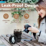 1pc SLR Lens Cup Camera Camera Lens Model Stainless Steel Casual Cup with Lid Coffee Mug White Black Coffee Mugs Creative Gift - Image 2