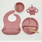 Children's Dishes Set Baby Silicone 6/8-piece Tableware Set Suction Cups Forks Spoons Bibs Straws Cups Mother and Baby Supplies - Image 8
