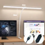 LED Desk Lamp for Home Office Eye-Caring Monitor TableLamp with Clamp Color Changing Dimmable with Flexible Gooseneck DoubleHead - Image 8