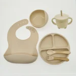 Children's Dishes Set Baby Silicone 6/8-piece Tableware Set Suction Cups Forks Spoons Bibs Straws Cups Mother and Baby Supplies - Image 10