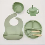 Children's Dishes Set Baby Silicone 6/8-piece Tableware Set Suction Cups Forks Spoons Bibs Straws Cups Mother and Baby Supplies - Image 9