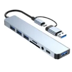 8 in 2 USB +Type C HUB Docking Station with 3.5mm Audio Jack Adapter for Micro SD Card Reader Laptop Tablet Phone Disk Converter - Image 7