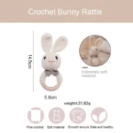 Baby Crochet Rattle Wooden Teether Toy BPA Free Wood Rodent Rabbit Rattle Baby Mobile Play Gym Newborn Educational Music Toys - Image 6