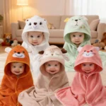 New Coral Fleece Bath Towel for Infants and Children, Suitable for Use in Bathrooms, Swimming Pools, Beaches, and Families. Can Be Used as a Newborn Blanket. Super Absorbent, Comfortable and Soft Fabric. New Pattern Design. Microfiber. Suitable for Infants and Children Aged 0-3 Years. Ideal as a Top
