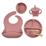 Children's Dishes Set Baby Silicone 6/8-piece Tableware Set Suction Cups Forks Spoons Bibs Straws Cups Mother and Baby Supplies - Image 4