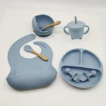 Children's Dishes Set Baby Silicone 6/8-piece Tableware Set Suction Cups Forks Spoons Bibs Straws Cups Mother and Baby Supplies - Image 14