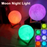 Moon Lamp LED Night Light Battery Powered With Stand Starry Lamp For Bedroom Decor Night Lights Kids Gift Moon Lamp - Image 6