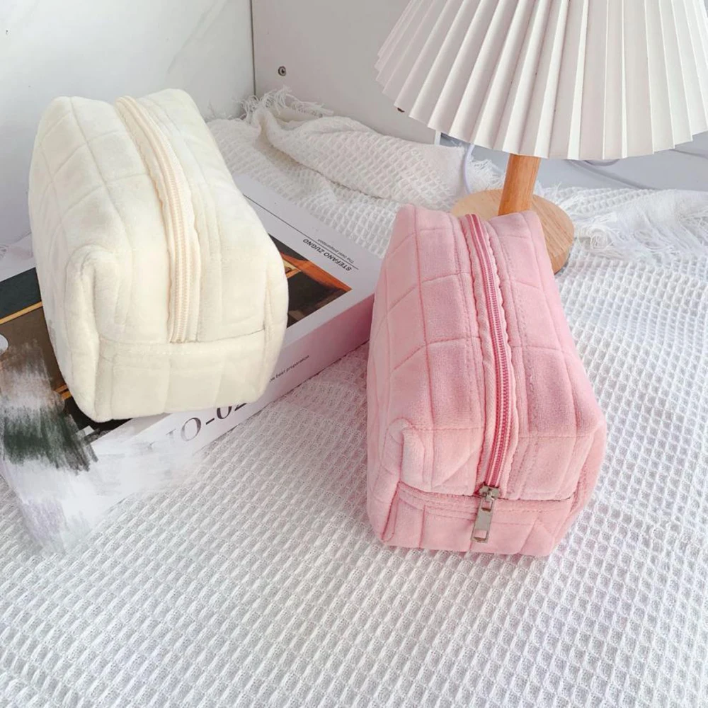 S0ac1df976a694ab1afbab6745b817bbfl.webp Cute Plush Makeup Bag for Women Portable Travel Small Cosmetic Bags Solid Color Zipper Toiletry Bag Washing Pouch Storage Bags - Image 1