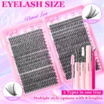 720/200pcs eyelash Extension Kit Fluffy Eyelash Extension kit with Lash Bond and Seal Lash Tweezers Thick Lash Clusters Wispy - Image 6