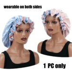 1Pc Double-Layered Minimalist Hair Bonnet Satin Bonnet Sleep Caps Can Be Worn on Both Sides Versatile Cap for Men/Women - Image 13