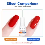 TWOING 15ml New Super Shine Top Coat Gel Nail Polish Diamond Topcoat No Wipe Sealer Gel Finish Manicure Nail Art Salon Quality - Image 5
