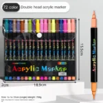 Professional Art Use 48-Color Acrylic Paint Markers, Dual-Tip Fine and Brush Tip Pens, Suitable for Stone, Wood, Calligraphy - Image 8