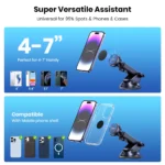TOPK Magnetic Car Phone Mount, N52 Strong Magnet Dashboard Windshield Suction Cup Car Phone Holder Adjustable Telescopic Arm - Image 5