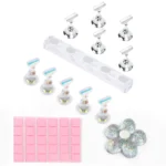 Nail Stand Set for Press On Nail Display Practice Art Magnetic Fake Nail Holder for Painting NailsStand with Reusable Putty Clay - Image 2