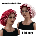 1Pc Double-Layered Minimalist Hair Bonnet Satin Bonnet Sleep Caps Can Be Worn on Both Sides Versatile Cap for Men/Women - Image 9