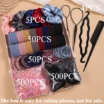 1109pcs Women Dark Hair Accessories Set Elastic Seamless Ponytail Scrunchies Small Rubber Bands Fashion Hair Ties Headbands - Image 17