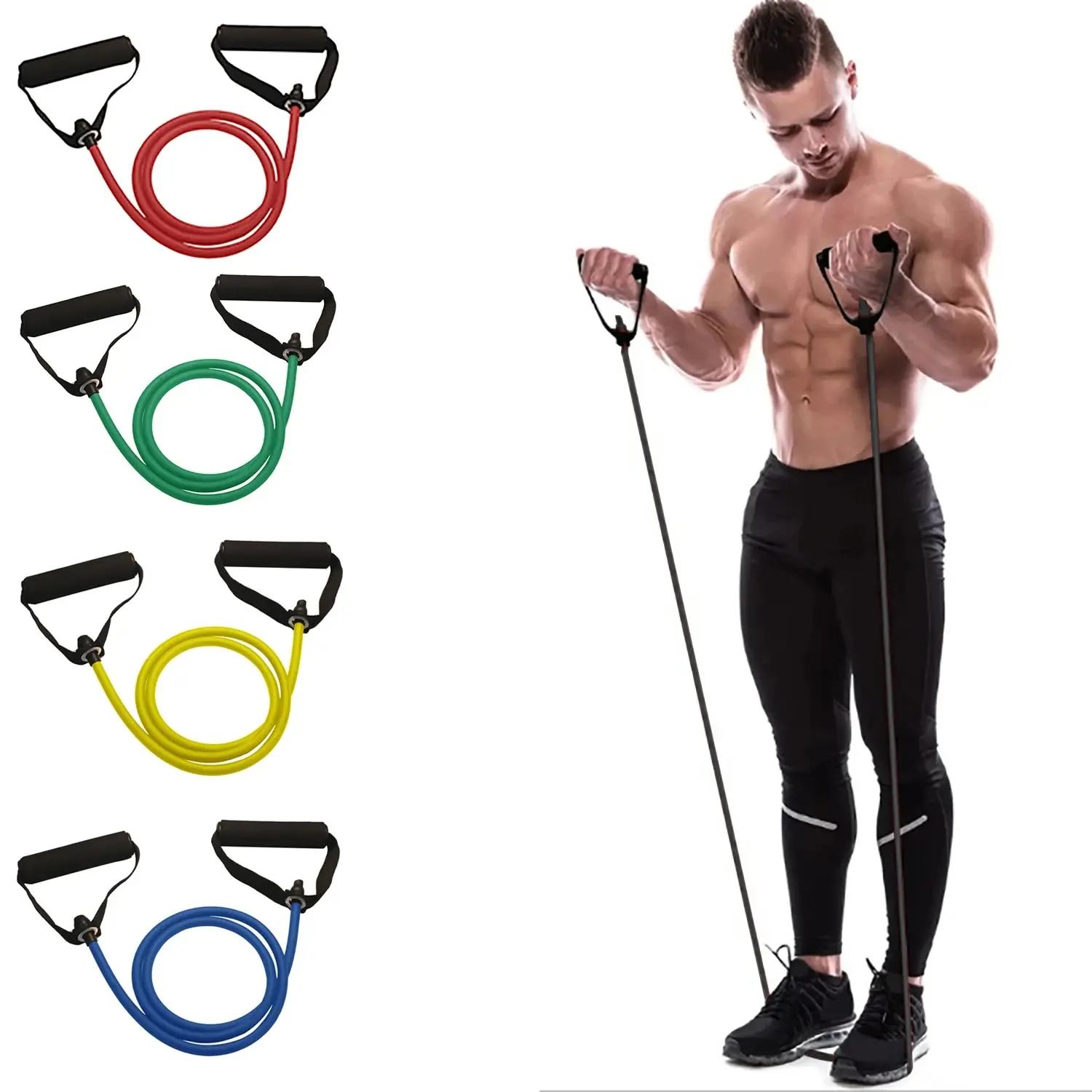 S1ecfb881e7cf497b9c35a06c55024233q.webp Resistance Bands With Handles, Exercise Bands, Workout Bands With Handles For Men Women, Strength Training Equipment At Home - Image 1