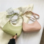 Fashionable and Trendy Solid-Color Handbag, Simple and New Small Square Bag, Stylish and High-Quality Single-Shoulder Armpit Bag - Image 2