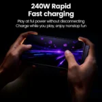 240W 2-in-1 Type C to USB C Fast Charging Data Cable Foldable Phone Holder Type C Fast Charging cabo For iPhone 17 Black/Orange - Image 2