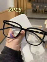 1/2/3 Pairs of Universal Fashion Glasses, Square-Framed Glasses, Fashionable Campus Style, Clear Black Frame, Back to School - Image 11