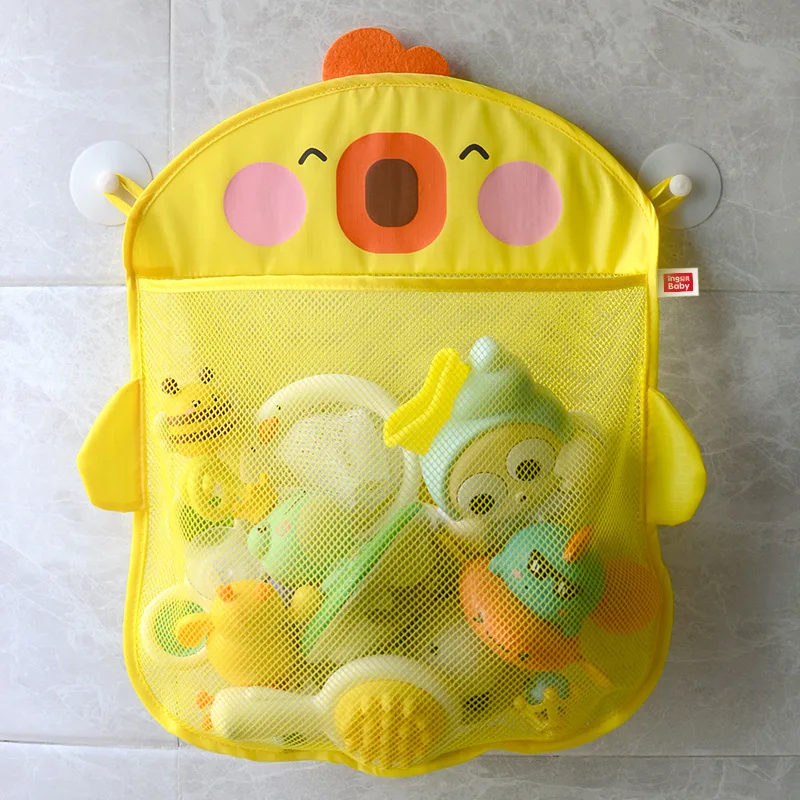 S2a353e5097064d2d83ad180d10033833g.webp QWZ New Cartoon Duck Baby Bathroom Mesh Bag Sucker Design For Bath Toys Kids Animal Shapes Cloth Sand Toys Storage Net Bag - Image 1