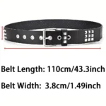 Fashion New Square Bead Rivet Belt Metal Pyramid Belt Men and Women Punk Hardware Jeans Belt Y2K Belt Designer Belt Women's Belt - Image 2