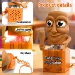 Tung tung tung Sahur Keychain Wooden Stick Man Button Keychain Luminous Pendant Anime Peripheral Decor Decor Gift Toys - Image 6