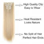 Synthetic 24Inch 16 Clips in Hair Extensions Long Straight Hairstyle Blonde Black Hairpieces Heat Resistant False Hair Daily Use - Image 5