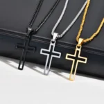 Casual Hollow Cross Necklaces for Men Boys,Waterproof Stainless Steel Cross Pendant Necklace,Religious Faith Prayer Jewelry Gift - Image 5