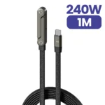 240W 2-in-1 Type C to USB C Fast Charging Data Cable Foldable Phone Holder Type C Fast Charging cabo For iPhone 17 Black/Orange - Image 10