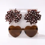 3Pcs/Pack Solid Dot Hair Bows Clip Girls Boutique Bowknot Hair Clips Kids Colorful Heart Sun Glasses Children Hair Accessories - Image 7