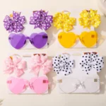 3Pcs/Pack Solid Dot Hair Bows Clip Girls Boutique Bowknot Hair Clips Kids Colorful Heart Sun Glasses Children Hair Accessories - Image 6