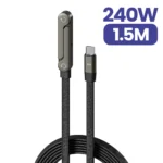 240W 2-in-1 Type C to USB C Fast Charging Data Cable Foldable Phone Holder Type C Fast Charging cabo For iPhone 17 Black/Orange - Image 8