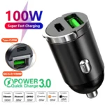 100W/200W QC3.0 PD Mini Car Charger 12-24V Lighter Fast Charging Car USB Type C Charger for Xiaomi Samsung Huawei iPhone Power - Image 7