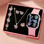 6-Piece Set of Fashion Electronic Watch Necklace Earrings Ring Set for Teenagers Boys and Girls, the Best Choice for Friend