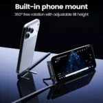 240W 2-in-1 Type C to USB C Fast Charging Data Cable Foldable Phone Holder Type C Fast Charging cabo For iPhone 17 Black/Orange - Image 5