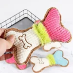 1PC Plush Dog Squeaky Toy Bone Chew Toy for Small Medium Breeds Aggressive Chewers Puppy Teeth Cleaning Fun Play Pet Accessory - Image 3