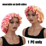 1Pc Double-Layered Minimalist Hair Bonnet Satin Bonnet Sleep Caps Can Be Worn on Both Sides Versatile Cap for Men/Women - Image 15
