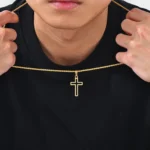 Casual Hollow Cross Necklaces for Men Boys,Waterproof Stainless Steel Cross Pendant Necklace,Religious Faith Prayer Jewelry Gift - Image 4