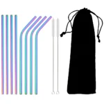 Colorful Reusable Drinking Straw Metal Straws 304 Stainless Steel Straws Set with Brush Bar Cocktail Straw for Glasses Drinkware - Image 16