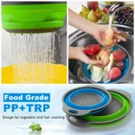 Silicone Folding Drain Basket Fruit Vegetable Washing Basket Foldable Strainer Colander Collapsible Drainer Kitchen Storage Tool - Image 4