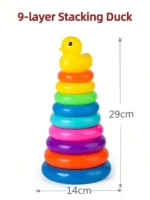 Yellow Duck Rainbow Tower Stacked Circle Toy Plastic Rainbow Circle Toy Circle Toss Toy Interactive Game Birthday Gifts - Image 7